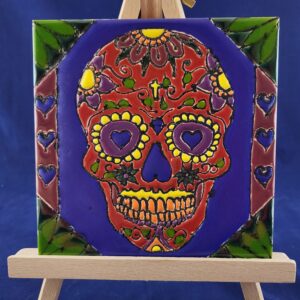 Kafelek Dia de los Muertos czaszka czerwona