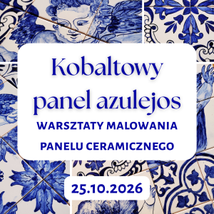 Kobaltowy panel azulejos z 4 płytek ceramicznych - warsztaty w Warszawie